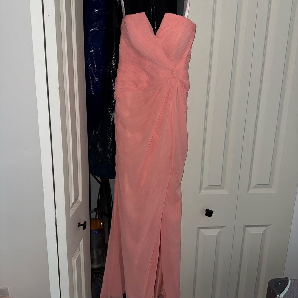 Azazie Strapless Coral Dress